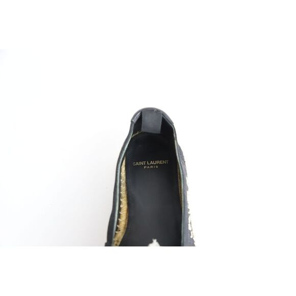Saint Laurent Logo Embroidered Espadrille Flats in Black Canvas - Picture 9 of 12